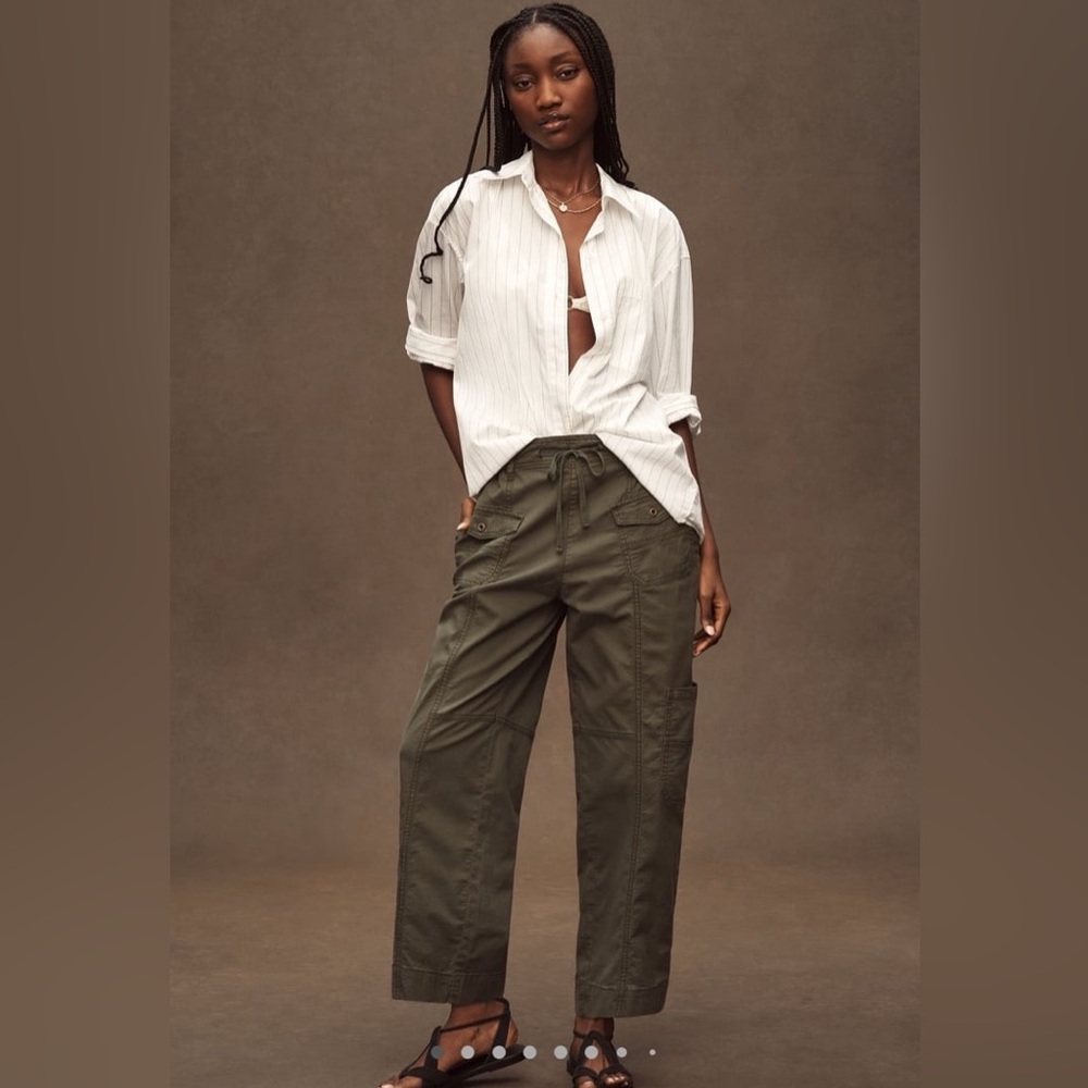 Anthropologie NWT Size 3X Pilcro Utility Drawstring Pocket Pants In Moss Green